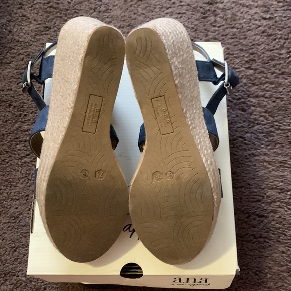 Ana Jensen Navy wedge sandals H05 - Picture 5 of 8